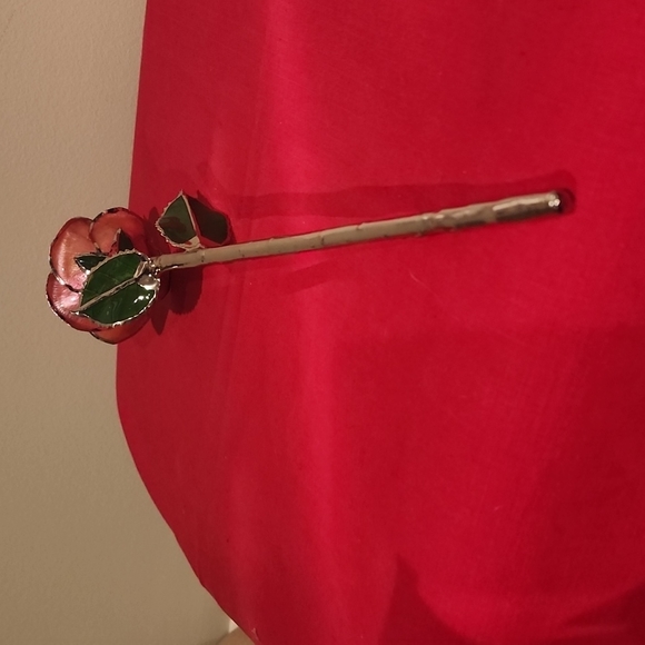 Steven Singer Real Pink Rose Preserved and Dipped in Platinum - Picture 7 of 14